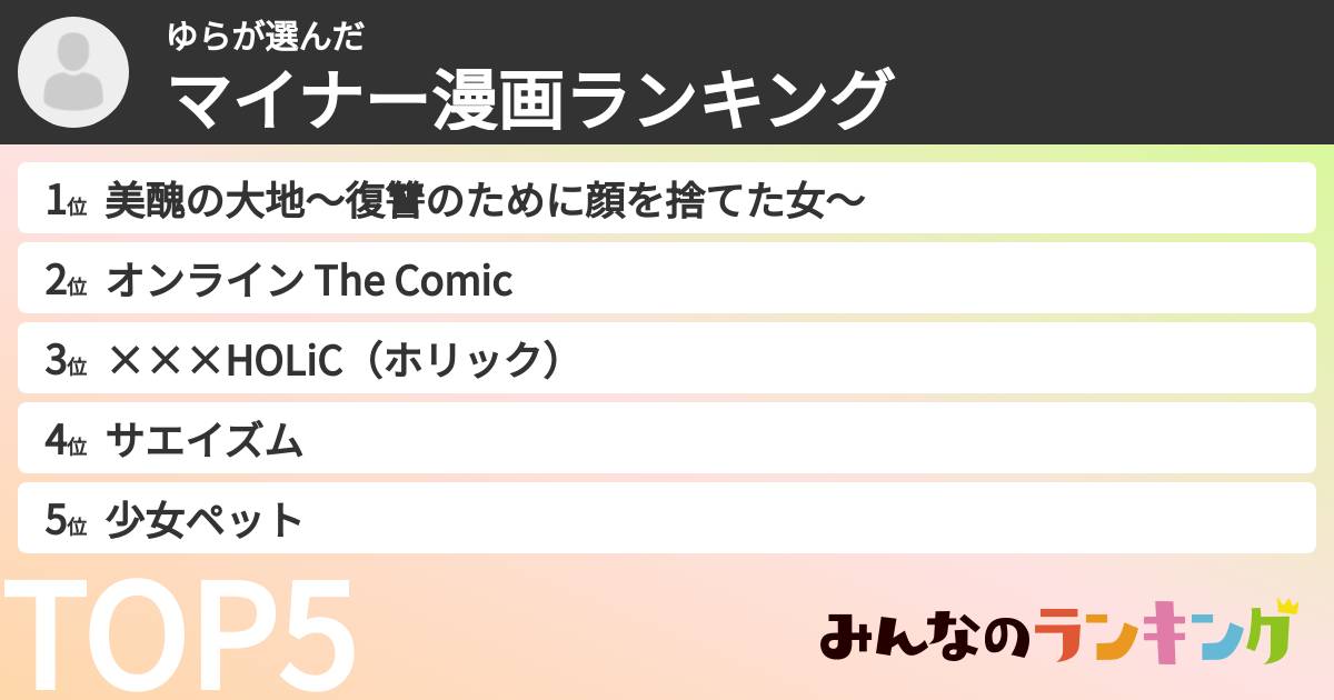 ゆらさんの「マイナー漫画ランキング」