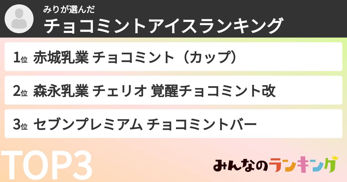みりさんの「チョコミントアイスランキング」