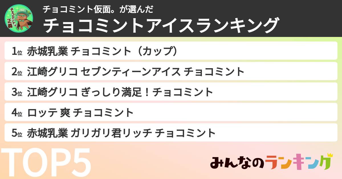 チョコミント仮面。さんの「チョコミントアイスランキング」