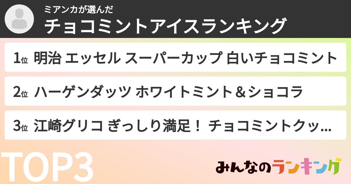 ミアンカさんの「チョコミントアイスランキング」