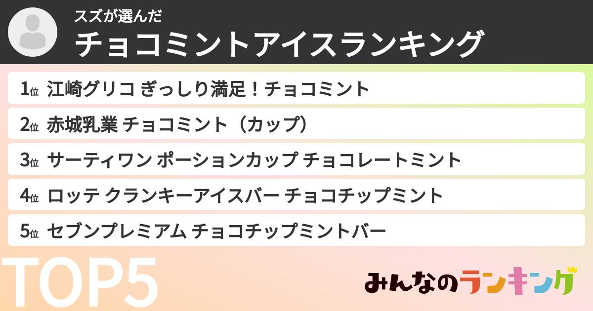 スズさんの「チョコミントアイスランキング」