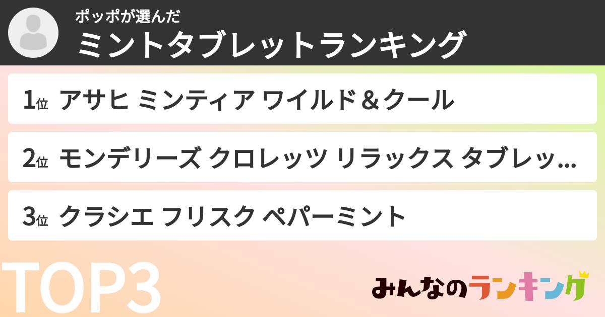 ポッポさんの「ミントタブレットランキング」