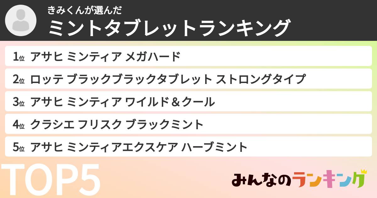 きみくんさんの「ミントタブレットランキング」