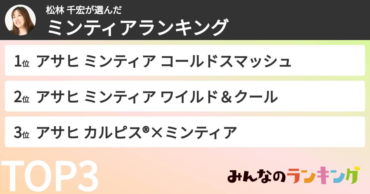 松林 千宏さんの「ミンティアランキング」