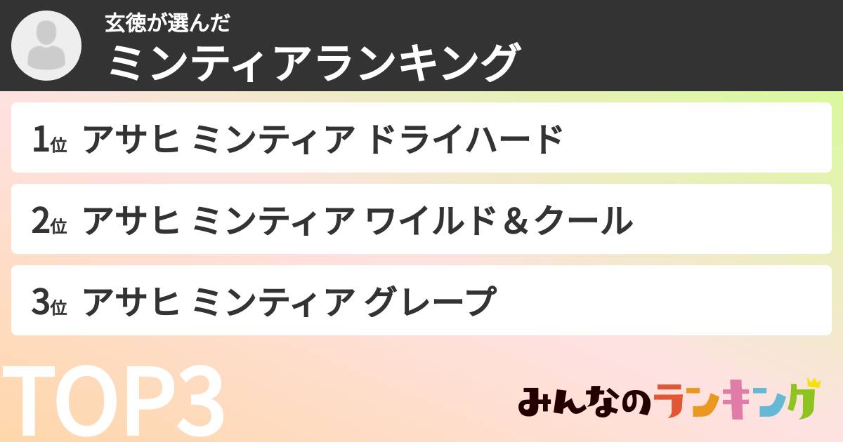 玄徳さんの「ミンティアランキング」