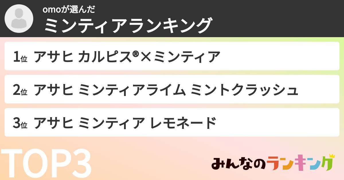 omoさんの「ミンティアランキング」