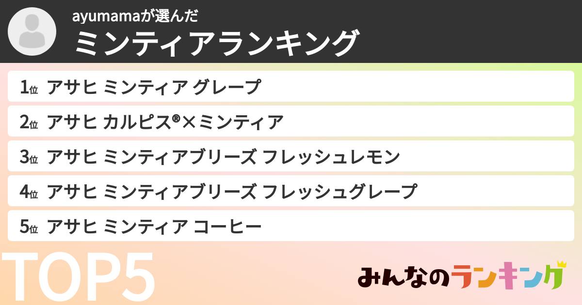 ayumamaさんの「ミンティアランキング」