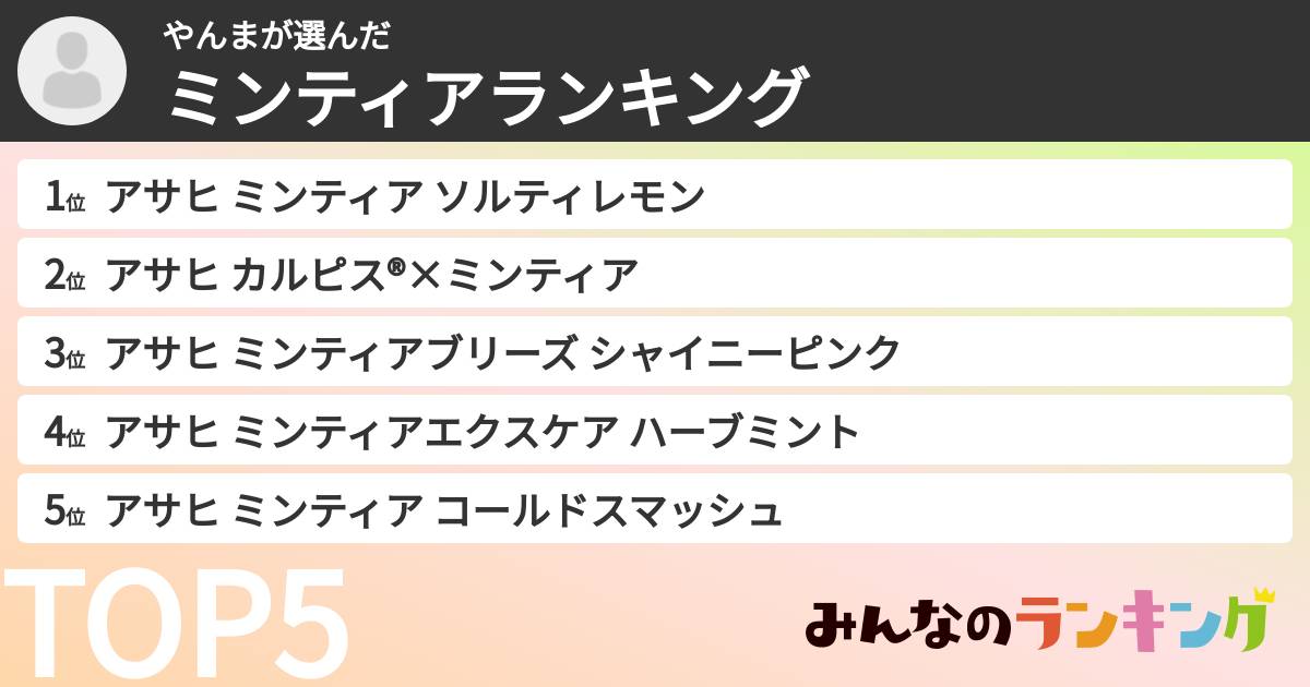 やんまさんの「ミンティアランキング」