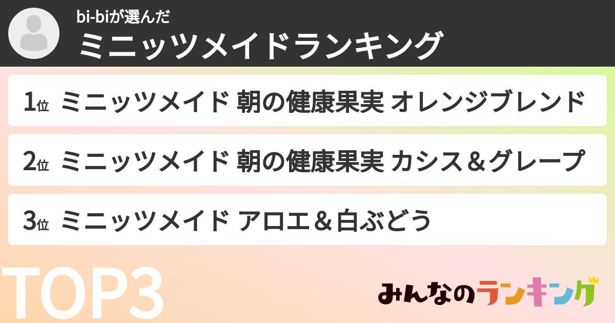 bi-biさんの「ミニッツメイドランキング」