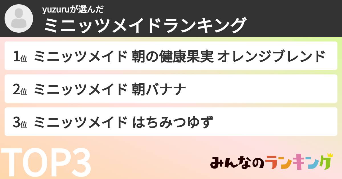 yuzuruさんの「ミニッツメイドランキング」