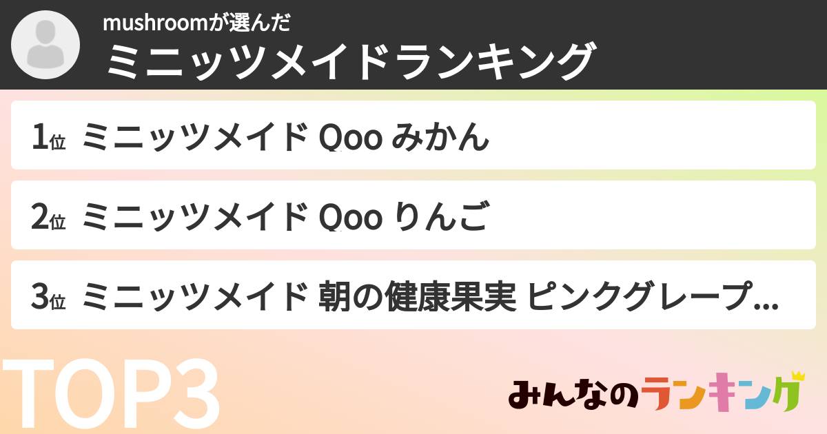 mushroomさんの「ミニッツメイドランキング」