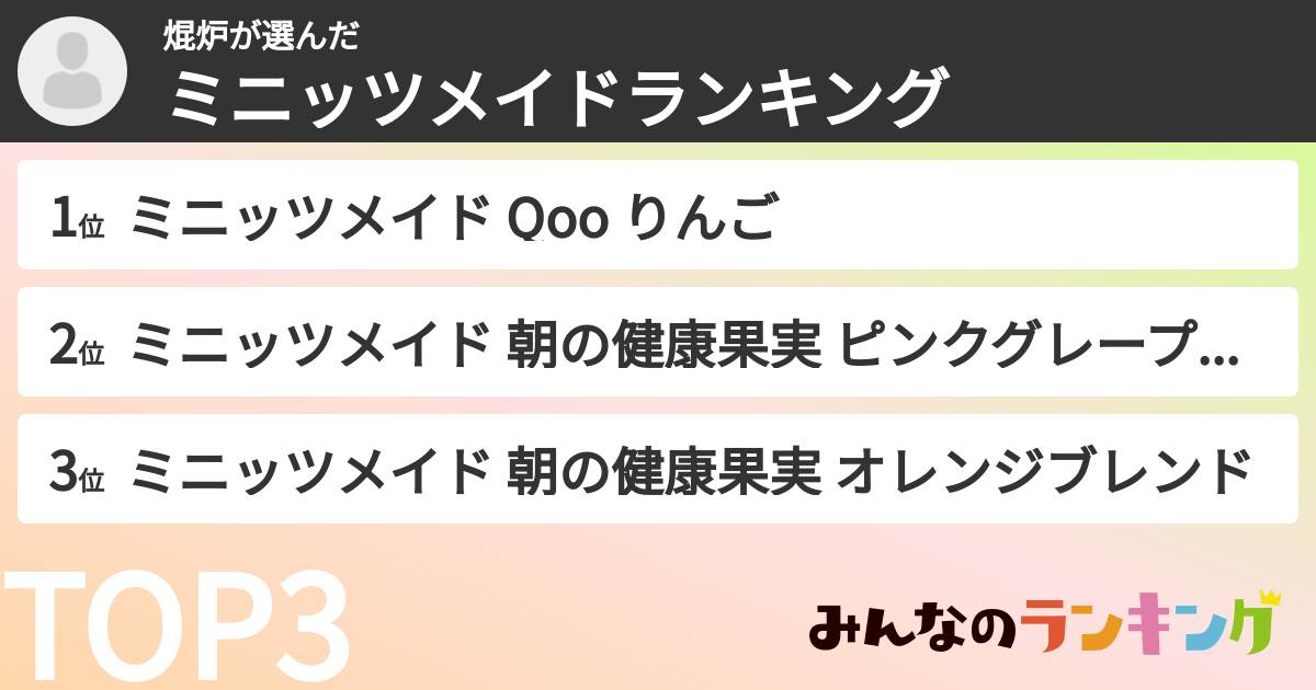 焜炉さんの「ミニッツメイドランキング」