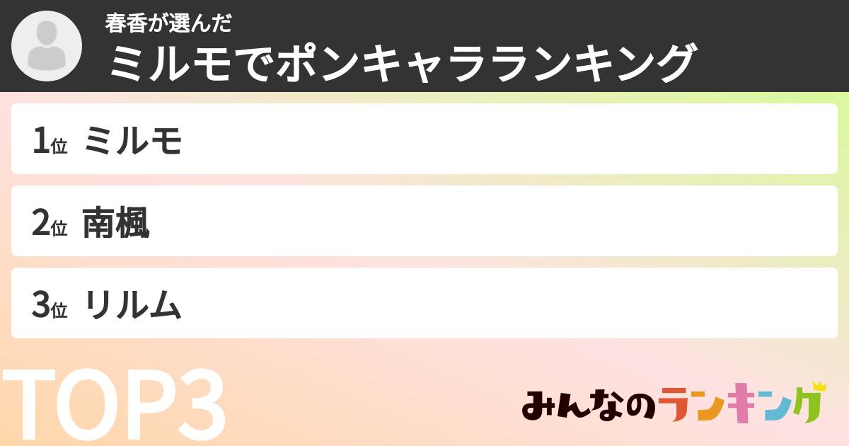春香さんの「ミルモでポンキャラランキング」