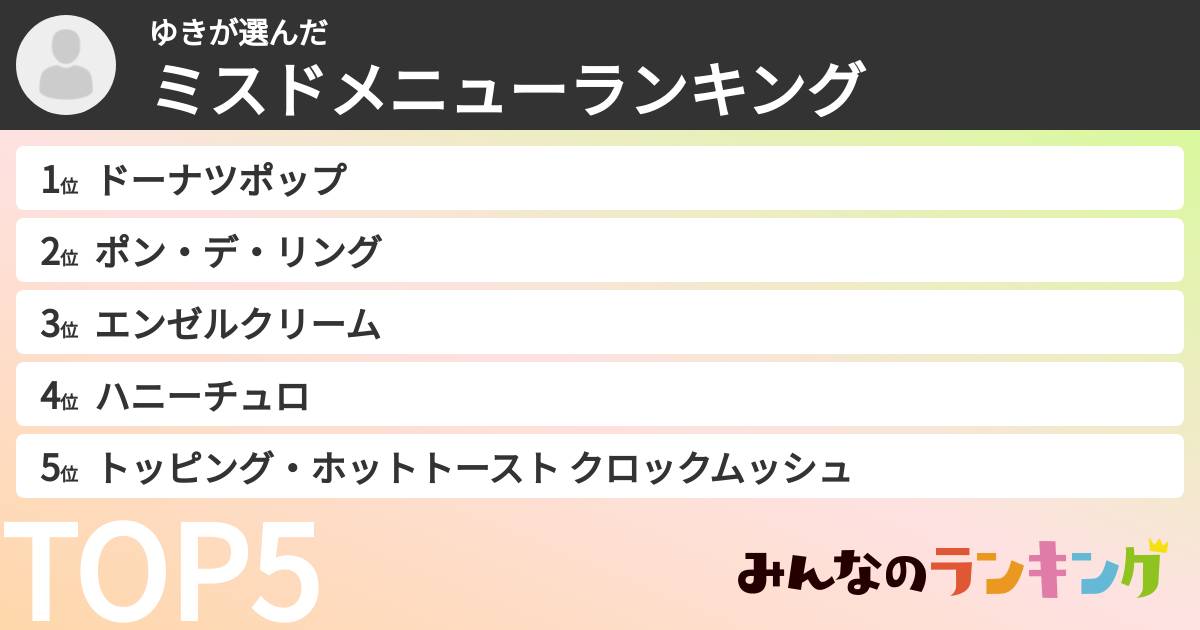 ゆきさんの「ミスドメニューランキング」