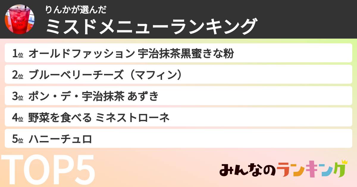 りんかさんの「ミスドメニューランキング」