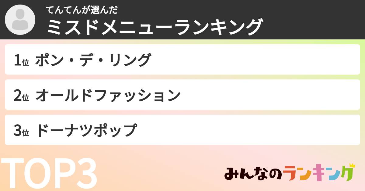 てんてんさんの「ミスドメニューランキング」