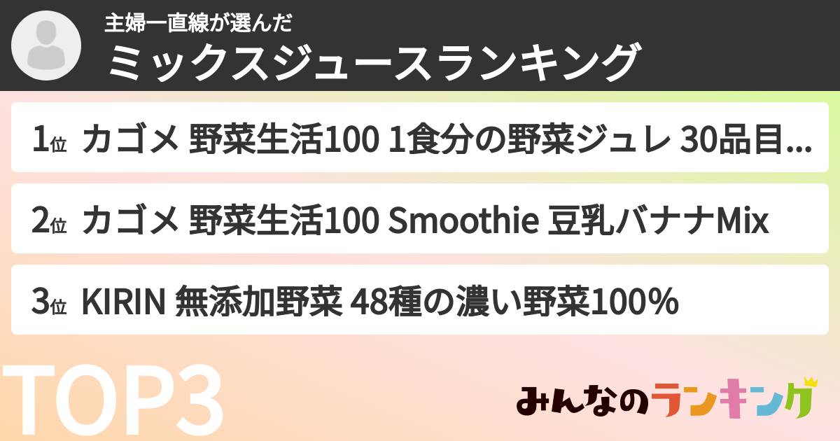 主婦一直線さんの「ミックスジュースランキング」