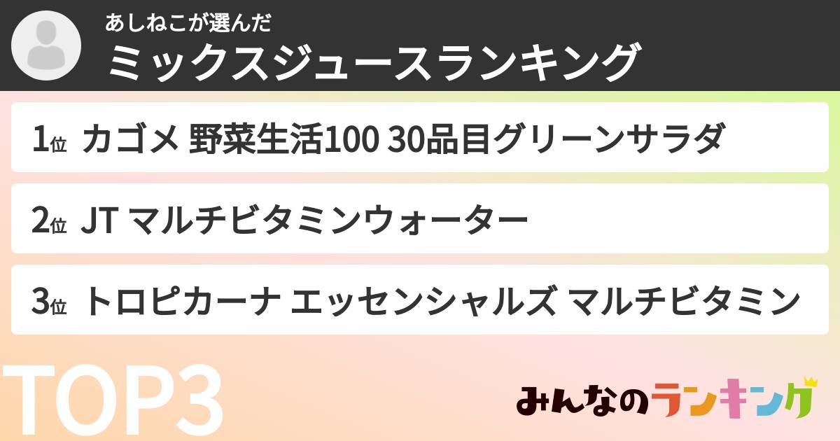 あしねこさんの「ミックスジュースランキング」