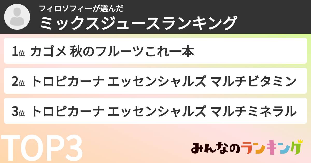 フィロソフィーさんの「ミックスジュースランキング」