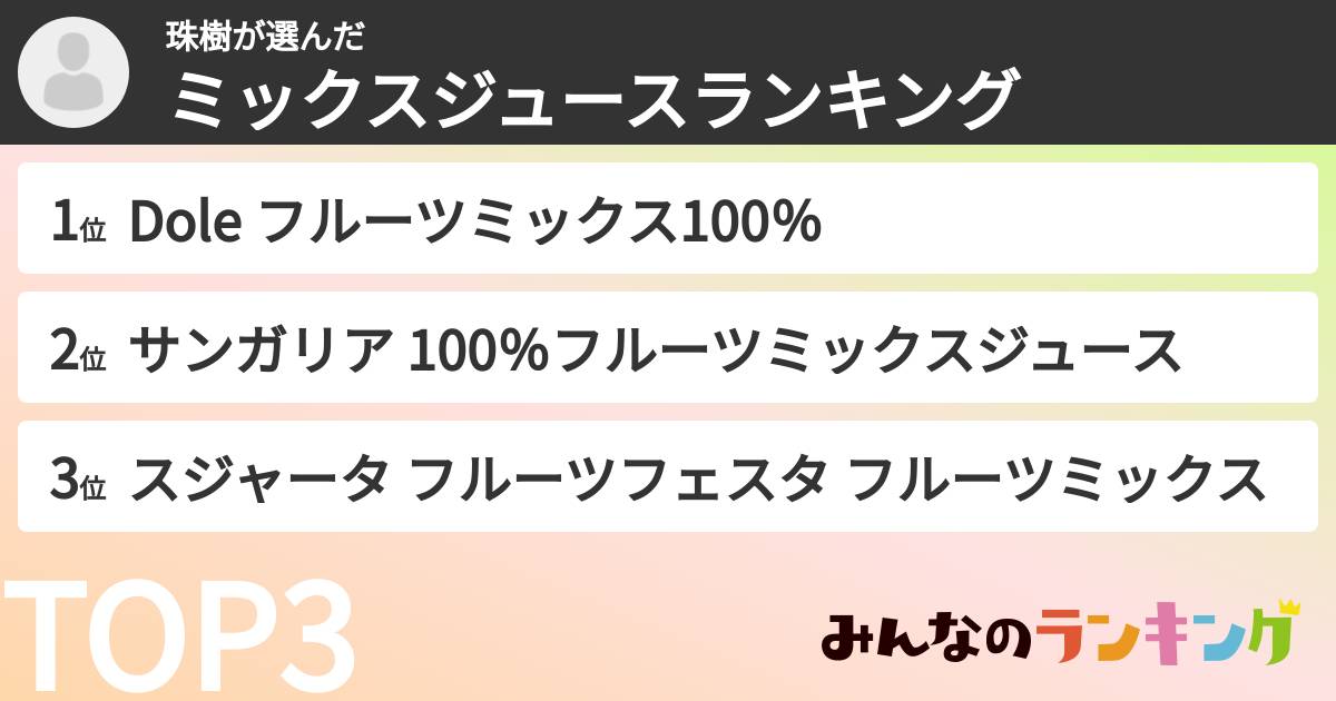 珠樹さんの「ミックスジュースランキング」