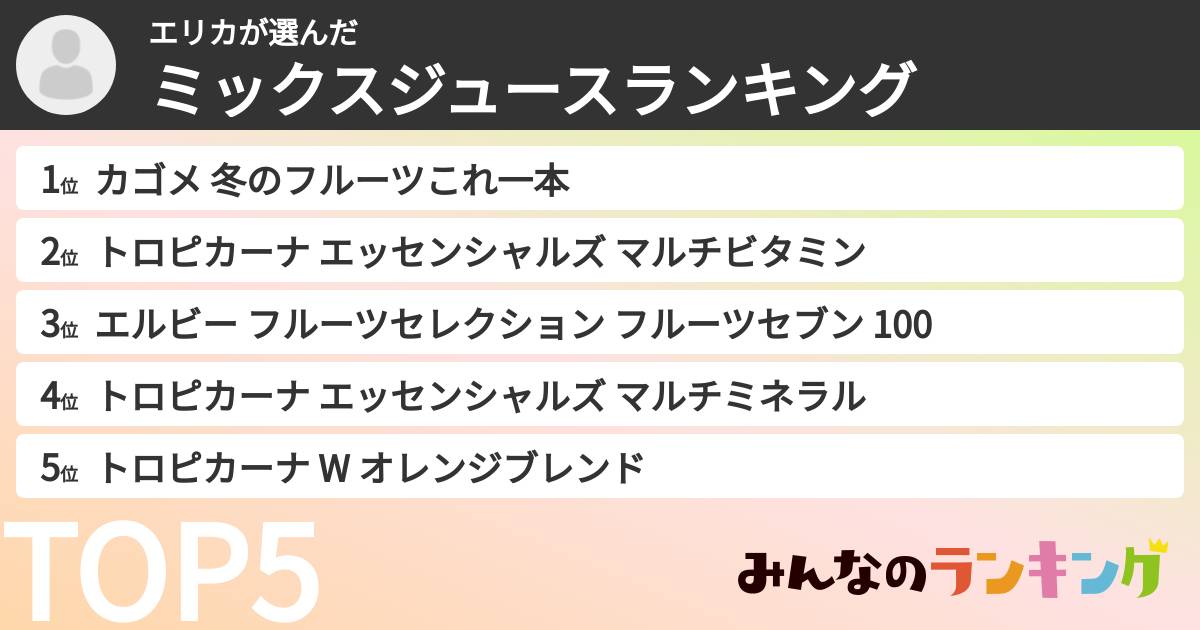 エリカさんの「ミックスジュースランキング」