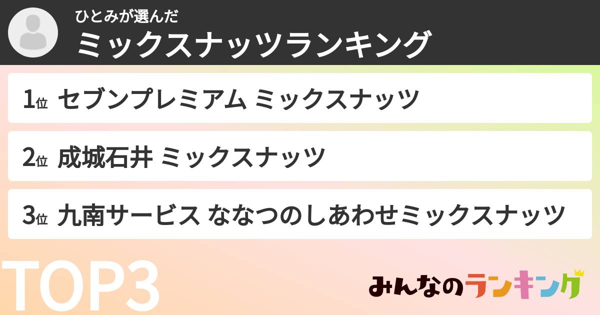 ひとみさんの「ミックスナッツランキング」
