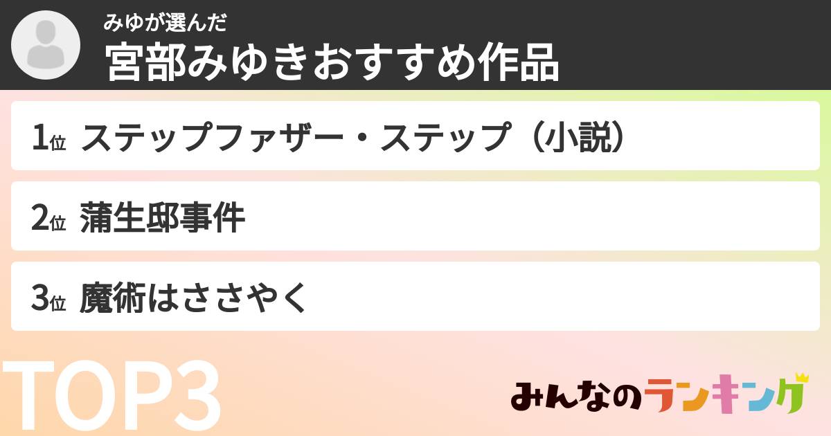 みゆさんの「宮部みゆきおすすめ作品」