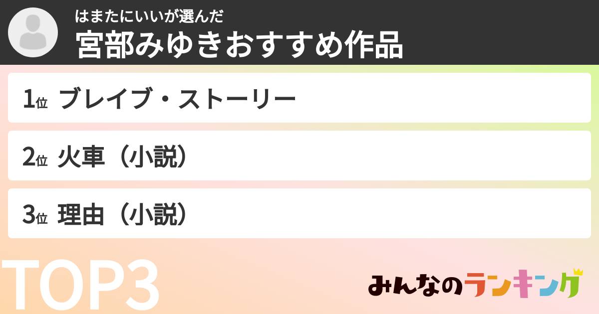 はまたにいいさんの「宮部みゆきおすすめ作品」