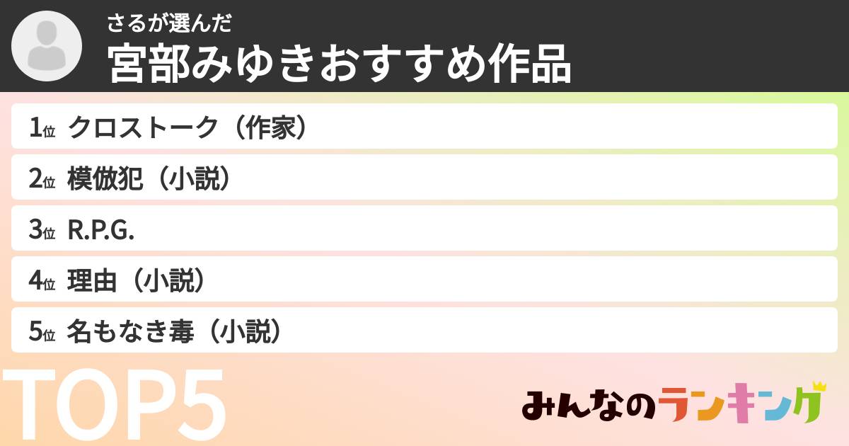 さるさんの「宮部みゆきおすすめ作品」