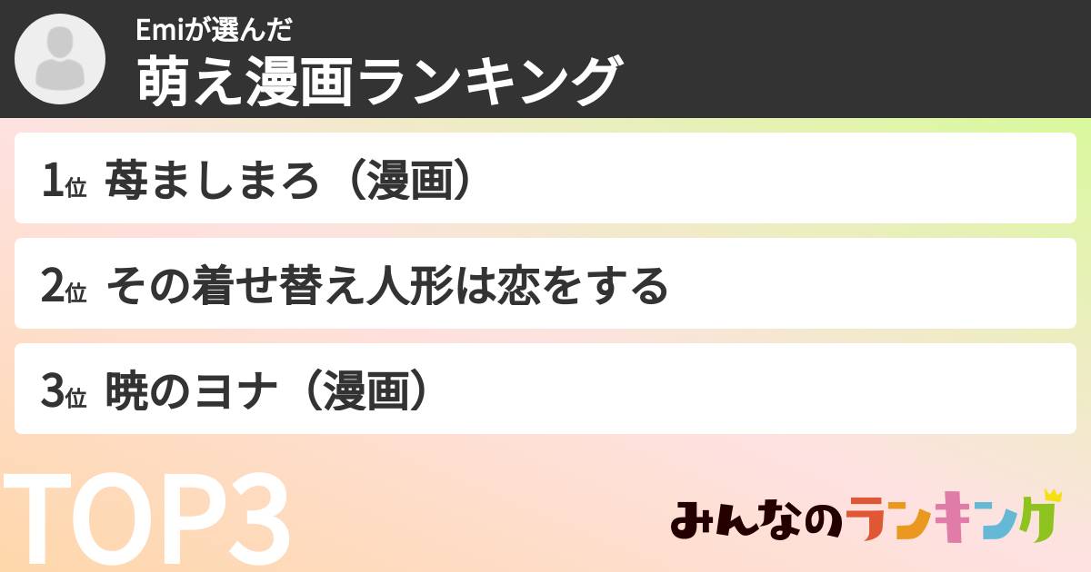 Emiさんの「萌え漫画ランキング」