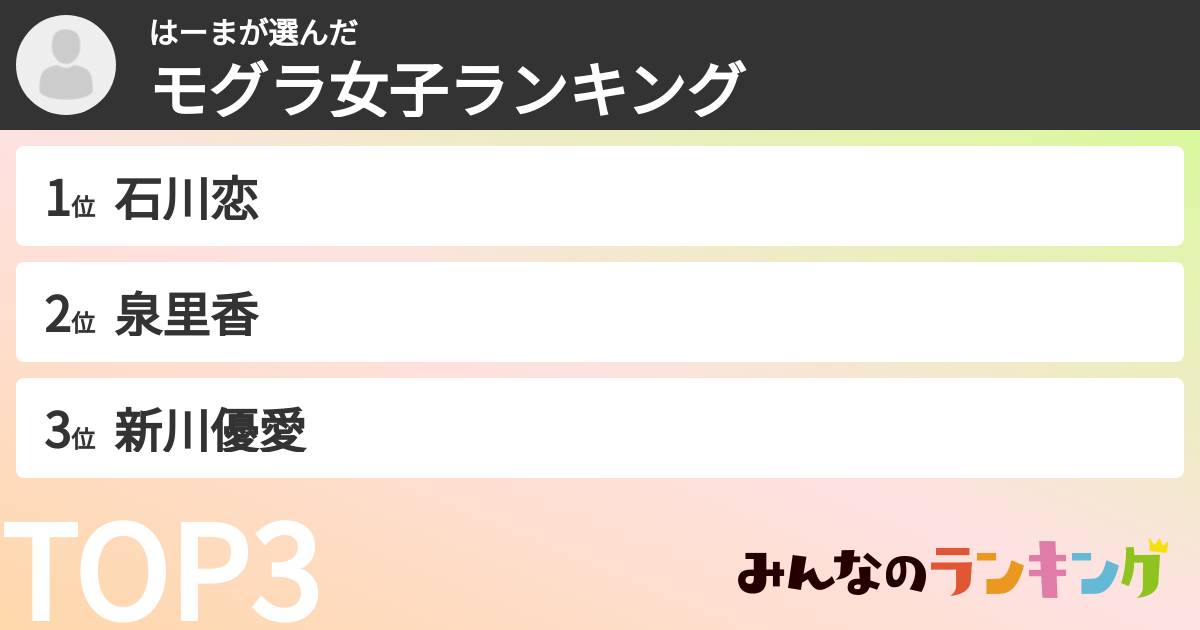 はーまさんの「モグラ女子ランキング」