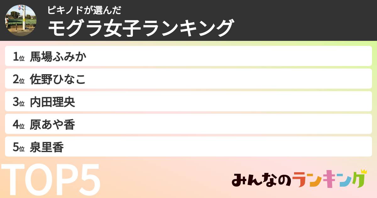 ピキノドさんの「モグラ女子ランキング」