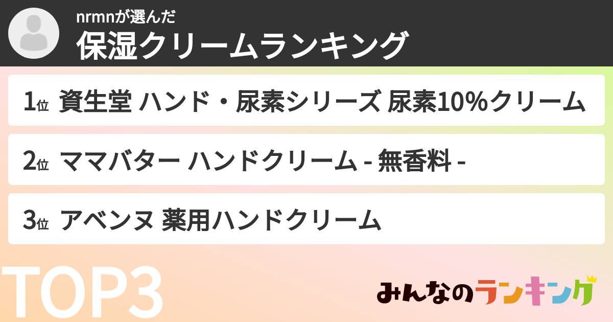 nrmnさんの「保湿クリームランキング」
