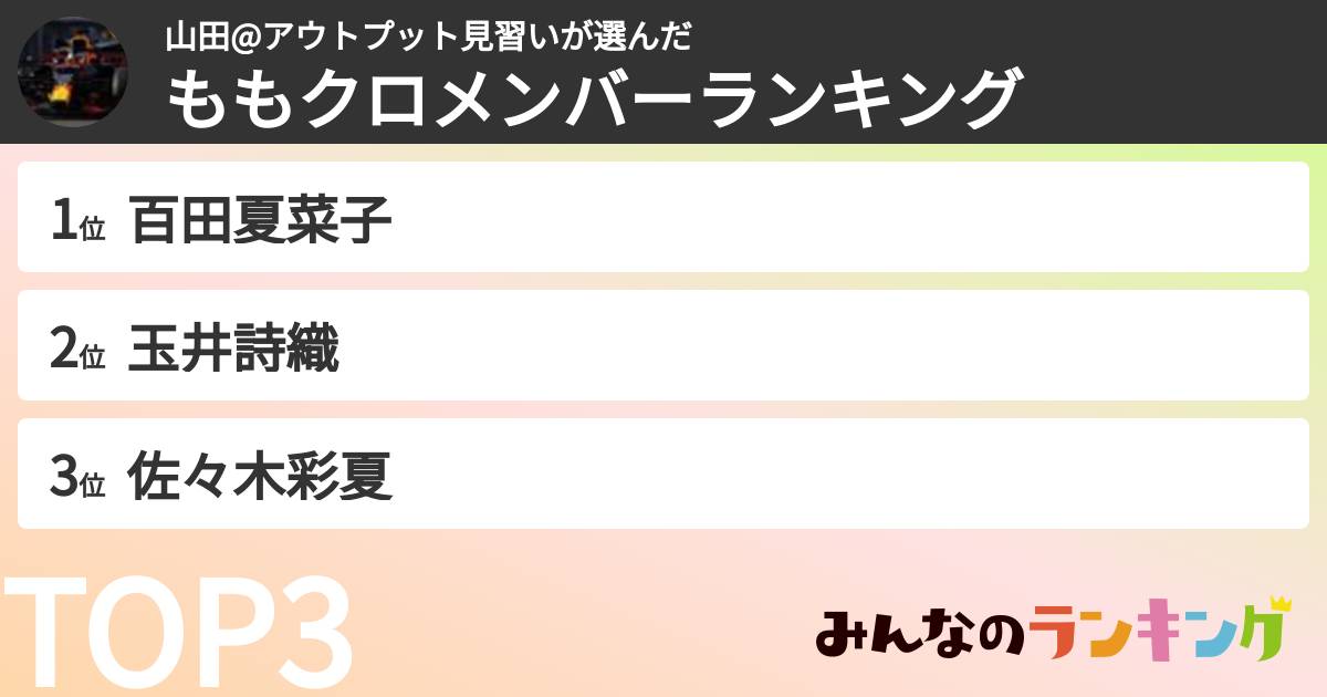 山田@アウトプット見習いさんの「ももクロメンバーランキング」