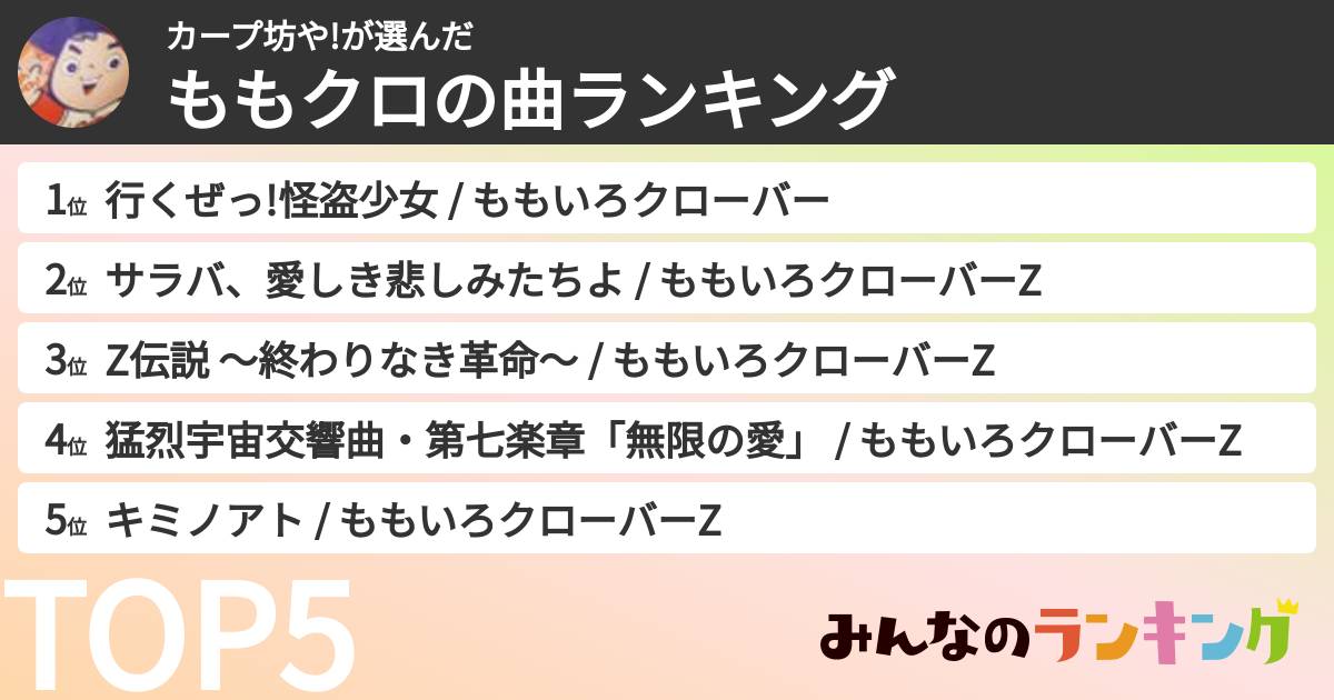 カープ坊や!さんの「ももクロの曲ランキング」