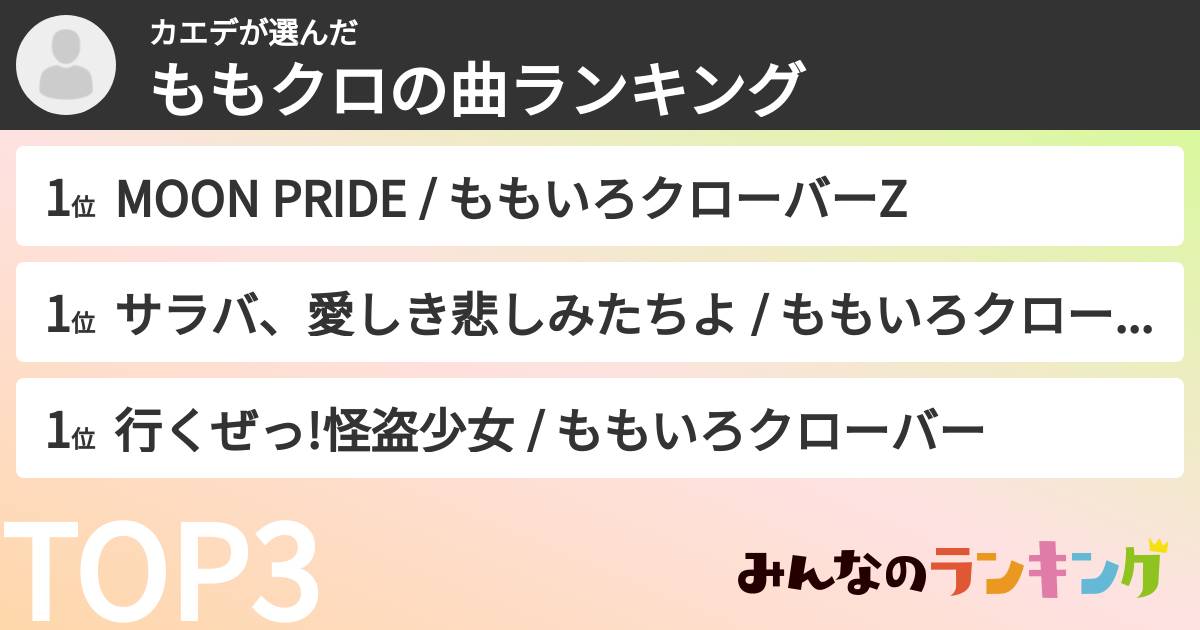 カエデさんの「ももクロの曲ランキング」