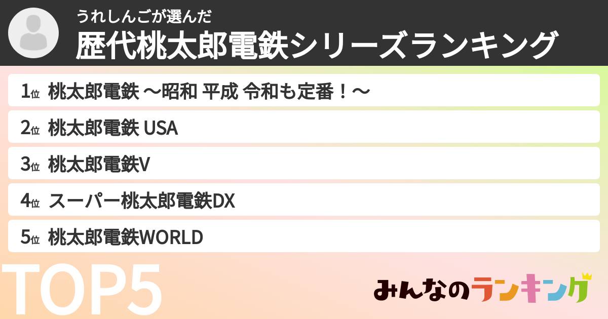 うれしんごさんの「歴代桃太郎電鉄シリーズランキング」