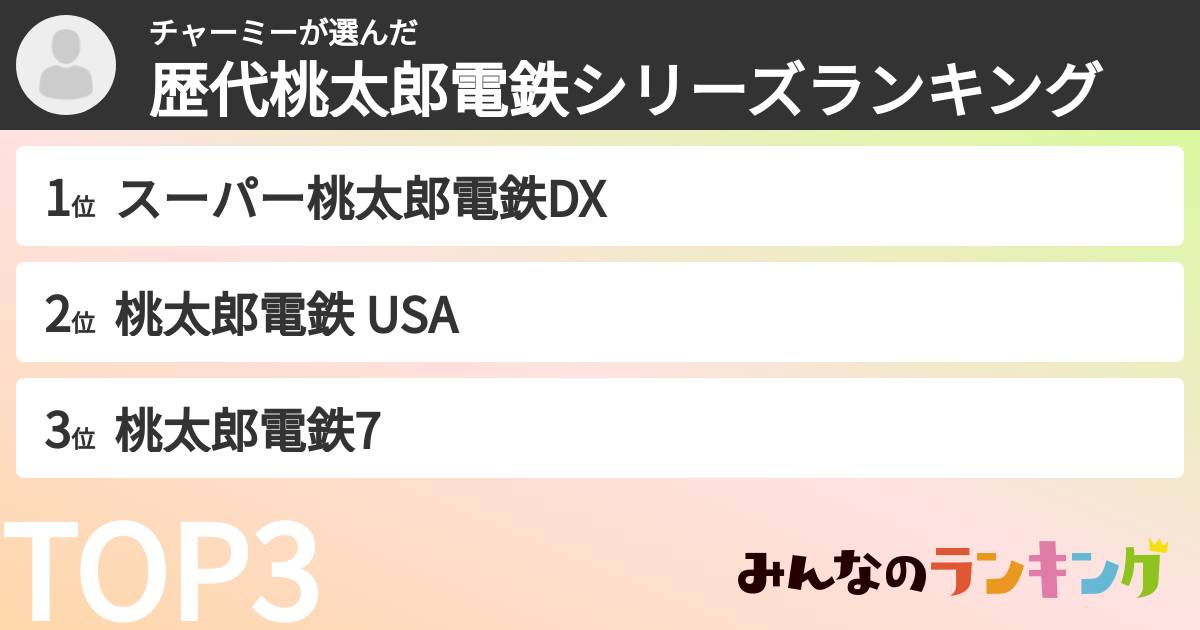 チャーミーさんの「歴代桃太郎電鉄シリーズランキング」