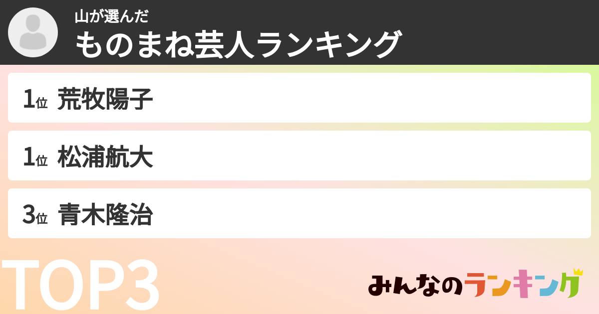 山さんの「ものまね芸人ランキング」
