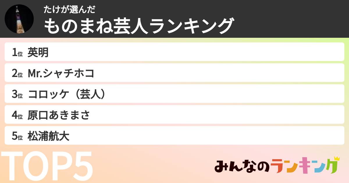 たけさんの「ものまね芸人ランキング」