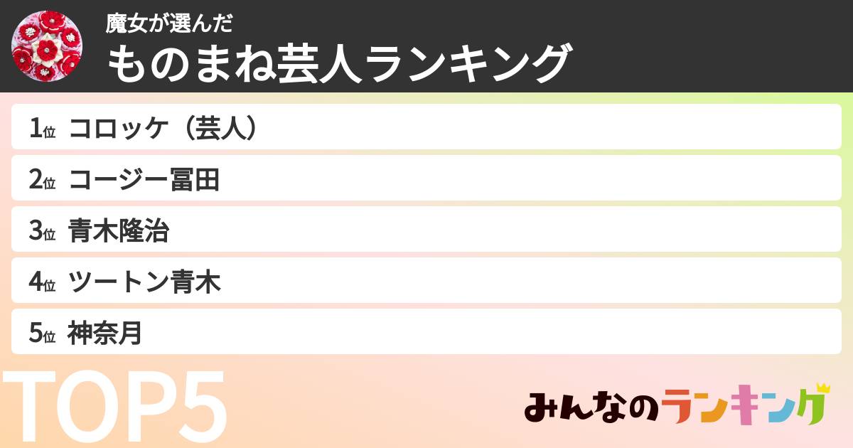 魔女さんの「ものまね芸人ランキング」