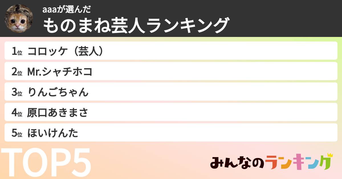 aaaさんの「ものまね芸人ランキング」