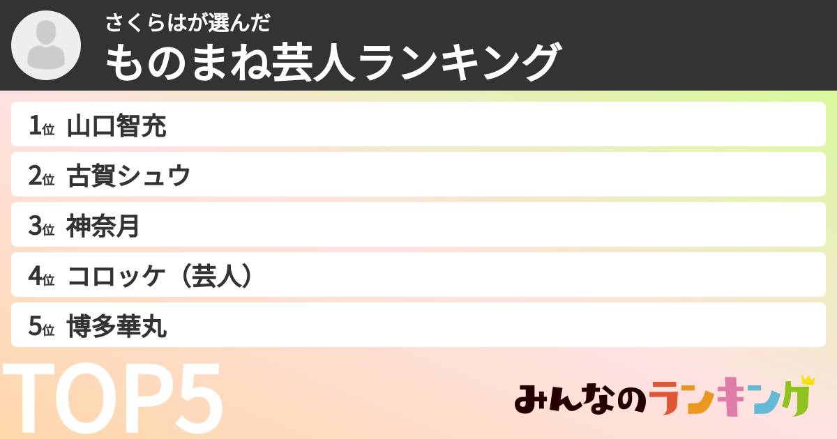 さくらはさんの「ものまね芸人ランキング」