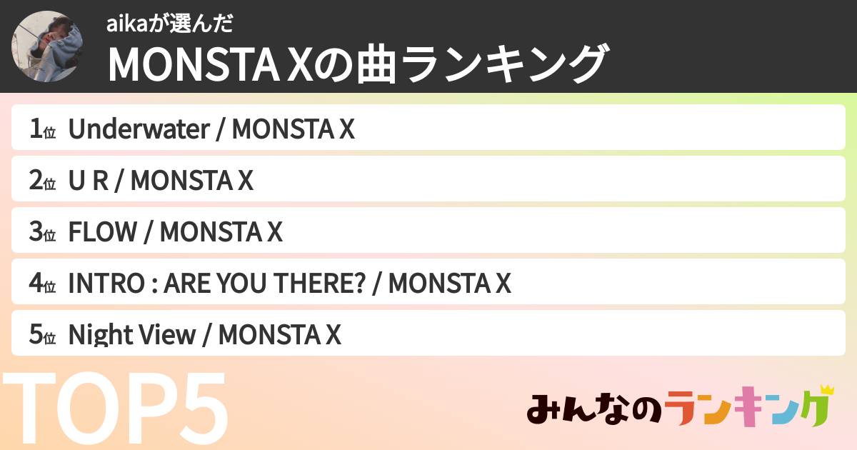 aikaさんの「MONSTA Xの曲ランキング」