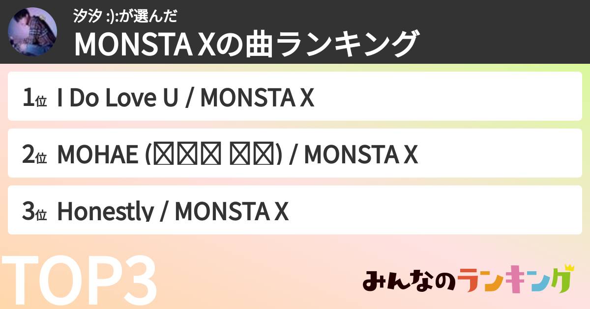 汐汐 :):さんの「MONSTA Xの曲ランキング」