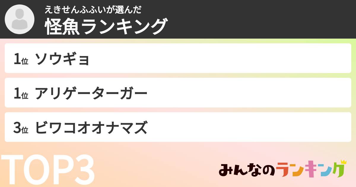 えきせんふふいさんの「怪魚ランキング」