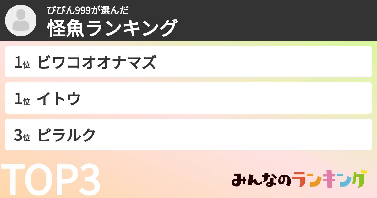 ぴぴん999さんの「怪魚ランキング」