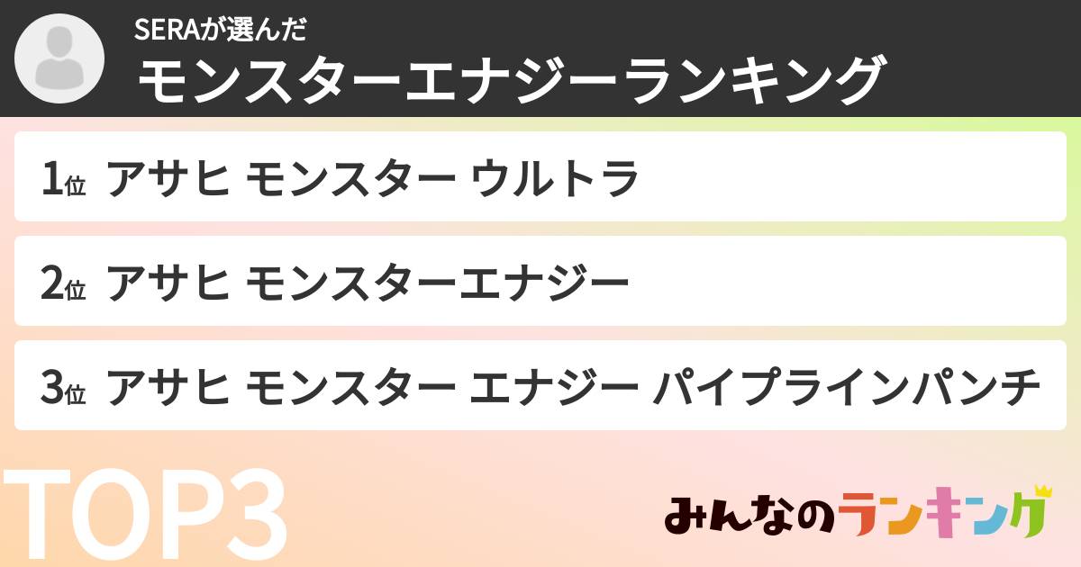 SERAさんの「モンスターエナジーランキング」