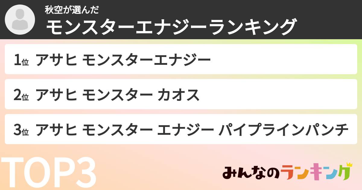 秋空さんの「モンスターエナジーランキング」