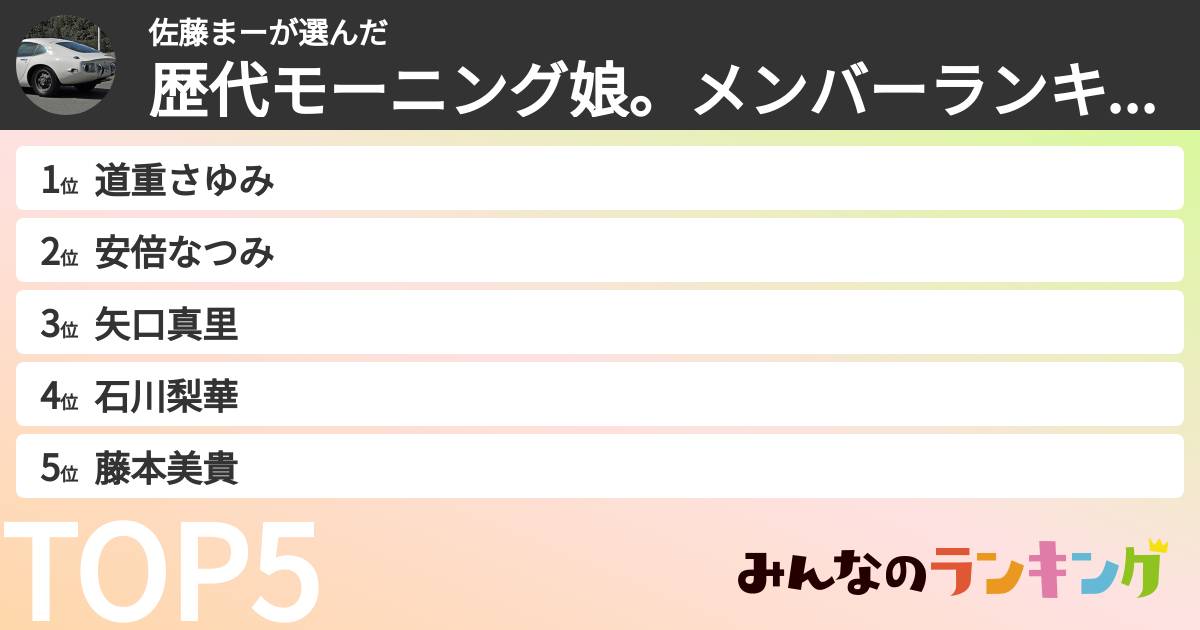 佐藤まーさんの「歴代モーニング娘。メンバーランキング」